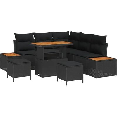 vidaXL Garten-Sofa-Set mit Kissen 8-Tlg Schwarz Poly Rattan 3362914 vidaXL Garten-Sofa-Set mit Kissen 8-Tlg Schwarz Poly Rattan 3362914