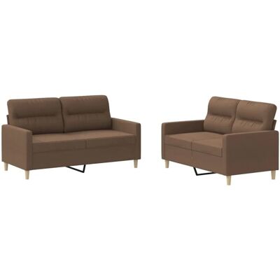 vidaXL 2-Tlg Sofagarnitur mit Kissen Braun Stoff 3201571 vidaXL 2-Tlg Sofagarnitur mit Kissen Braun Stoff 3201571