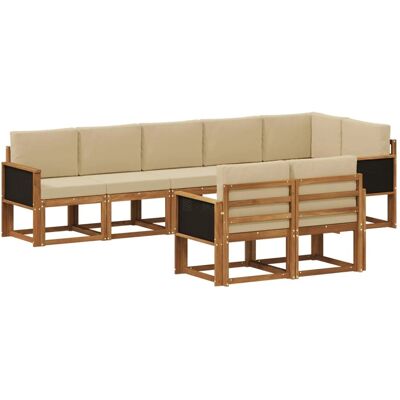 vidaXL Outdoor-Sofagarnitur mit Kissen 8 Stk Natur und Beige Polyester 3385304 vidaXL Outdoor-Sofagarnitur mit Kissen 8 Stk Natur und Beige Polyester 3385304
