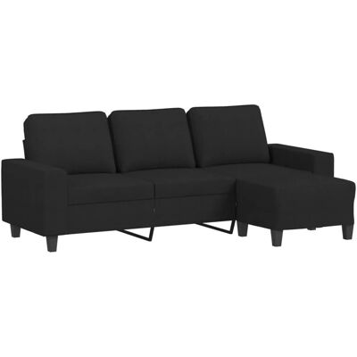 vidaXL 3-Sitzer Sofa mit Fußstütze - Stoff, Schwarz, 214x77x80 cm vidaXL 3-Sitzer Sofa mit Fußstütze - Stoff, Schwarz, 214x77x80 cm