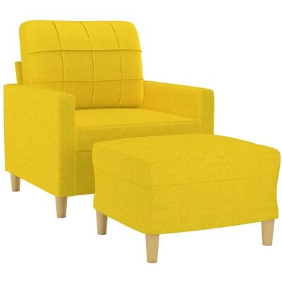vidaXL Hellgelber Stoffsofa mit Fußhocker - Sofa mit Fußhocker vidaXL Hellgelber Stoffsofa mit Fußhocker - Sofa mit Fußhocker