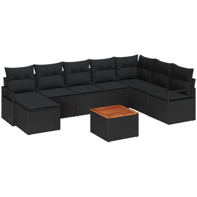 vidaXL Garten-Sofa-Set 9-Tlg Schwarz 3356413 vidaXL Garten-Sofa-Set 9-Tlg Schwarz 3356413