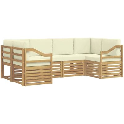 vidaXL Ecksofa Set mit Kissen 6 Stk Weiß und Creme Polyester 3392410 vidaXL Ecksofa Set mit Kissen 6 Stk Weiß und Creme Polyester 3392410
