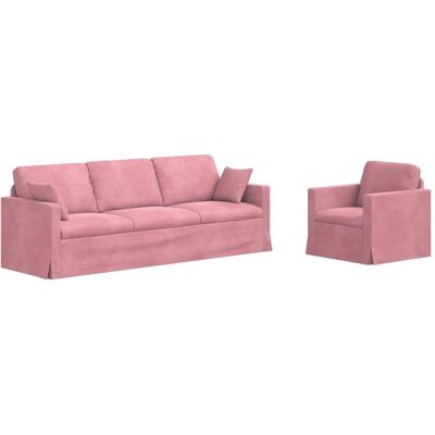 vidaXL Sofa 2-Tlg Rosa 228 x 78 x 80 cm Samt 3407629 vidaXL Sofa 2-Tlg Rosa 228 x 78 x 80 cm Samt 3407629