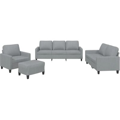 vidaXL 4-teiliges hellgraues Sofaset mit Kissen vidaXL 4-teiliges hellgraues Sofaset mit Kissen
