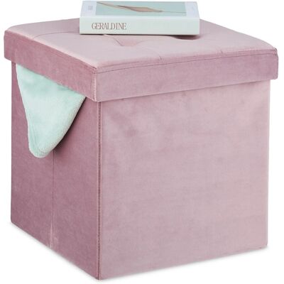 Relaxdays Hocker Samt Rosa mit Stauraum Faltbar 38 cm x 38 cm x 38 cm 2,6 kg Relaxdays Hocker Samt Rosa mit Stauraum Faltbar 38 cm x 38 cm x 38 cm 2,6 kg