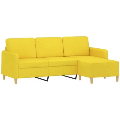 VIDAXL 3-Sitzer-Sofa mit Hocker - Hellgelb VIDAXL 3-Sitzer-Sofa mit Hocker - Hellgelb