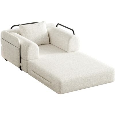 PXloue Schlafsofa 2 in 1 mit Bettfunktion Metallrahmen Armlehnen Stauraum Chenille Beige PXloue Schlafsofa 2 in 1 mit Bettfunktion Metallrahmen Armlehnen Stauraum Chenille Beige