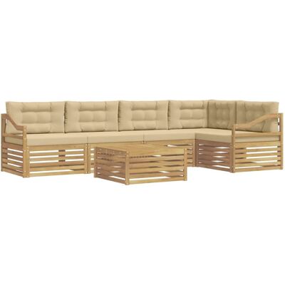 vidaXL Outdoor-Sofagarnitur mit Kissen 6 Stk Weiß und Beige Polyester 3390543 vidaXL Outdoor-Sofagarnitur mit Kissen 6 Stk Weiß und Beige Polyester 3390543