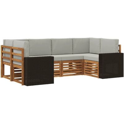 vidaXL Ecksofa Set mit Kissen 6 Stk Natur und Hellgrau Polyester 3384782 vidaXL Ecksofa Set mit Kissen 6 Stk Natur und Hellgrau Polyester 3384782