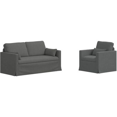 vidaXL Sofa 2-Tlg Dunkelgrau 158 x 78 x 80 cm Stoff 3407538 vidaXL Sofa 2-Tlg Dunkelgrau 158 x 78 x 80 cm Stoff 3407538