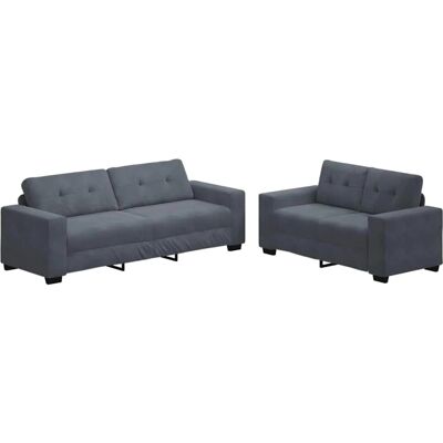 vidaXL 2-Teiliges Sofa-Set mit Kissen Dunkelgrau Samt 3324722 vidaXL 2-Teiliges Sofa-Set mit Kissen Dunkelgrau Samt 3324722