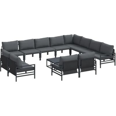 vidaXL Garten-Sofa-Set 13-Tlg Anthrazit Stahl 3379037 vidaXL Garten-Sofa-Set 13-Tlg Anthrazit Stahl 3379037