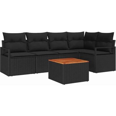 vidaXL Garten-Sofa-Set 6-Tlg Schwarz 3356378 vidaXL Garten-Sofa-Set 6-Tlg Schwarz 3356378