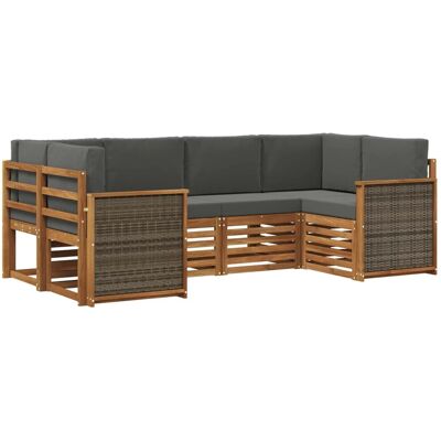 vidaXL Ecksofa Set mit Kissen 5 Stk Natur und Anthrazit 3384768 vidaXL Ecksofa Set mit Kissen 5 Stk Natur und Anthrazit 3384768