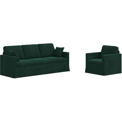 vidaXL Sofa 2-Tlg Dunkelgrün 198 x 78 x 80 cm Samt 3407597 vidaXL Sofa 2-Tlg Dunkelgrün 198 x 78 x 80 cm Samt 3407597