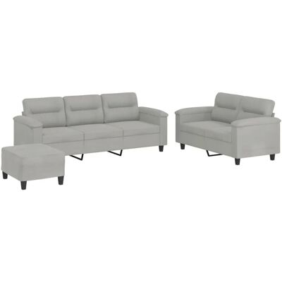 vidaXL 3-teiliges hellgraues Mikrofaser-Sofaset - Sofa Set vidaXL 3-teiliges hellgraues Mikrofaser-Sofaset - Sofa Set