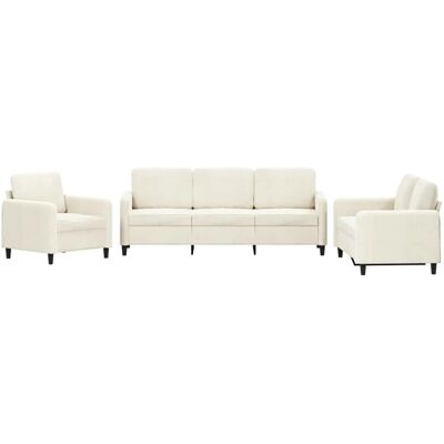 vidaXL 3-Tlg Sofagarnitur Creme Samt 3201942 vidaXL 3-Tlg Sofagarnitur Creme Samt 3201942
