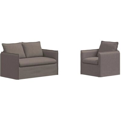 vidaXL Sofa 2-Tlg Taupe 196 x 82 x 85 cm Stoff 3407527 vidaXL Sofa 2-Tlg Taupe 196 x 82 x 85 cm Stoff 3407527