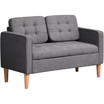 HOMCOM - Doppelsofa - Grau - Stauraum unter Sitz - Sofa HOMCOM - Doppelsofa - Grau - Stauraum unter Sitz - Sofa