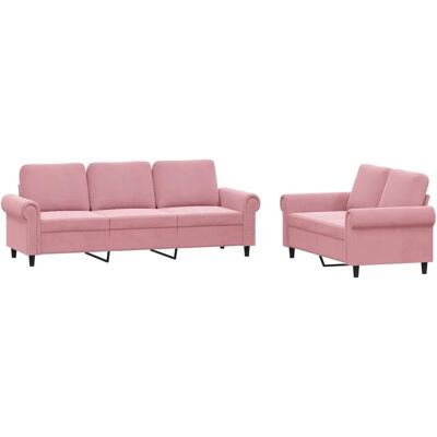 vidaXL 2-Tlg Sofagarnitur mit Kissen Rosa Samt 3202253 vidaXL 2-Tlg Sofagarnitur mit Kissen Rosa Samt 3202253