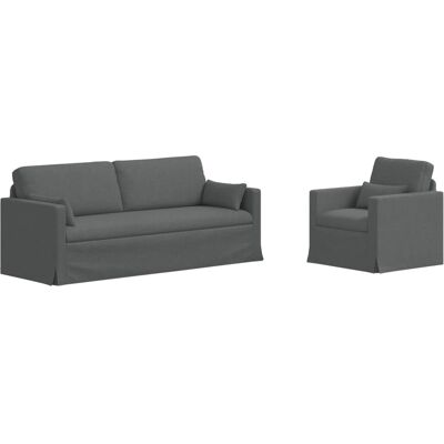 vidaXL Sofa 2-Tlg Dunkelgrau 198 x 78 x 80 cm Stoff 3407582 vidaXL Sofa 2-Tlg Dunkelgrau 198 x 78 x 80 cm Stoff 3407582
