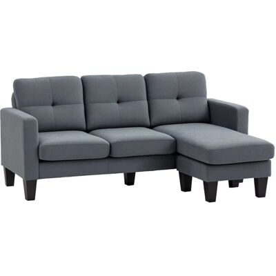 HOMCOM Ecksofa Polyester Schaumstoff 186L x 130B x 84H cm Dunkelgrau HOMCOM Ecksofa Polyester Schaumstoff 186L x 130B x 84H cm Dunkelgrau