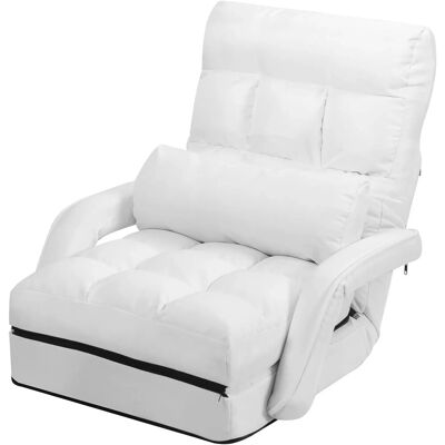 Costway Bodenstuhl mit Schlaffunktion Klappsofa Armlehnen Weiß Costway Bodenstuhl mit Schlaffunktion Klappsofa Armlehnen Weiß