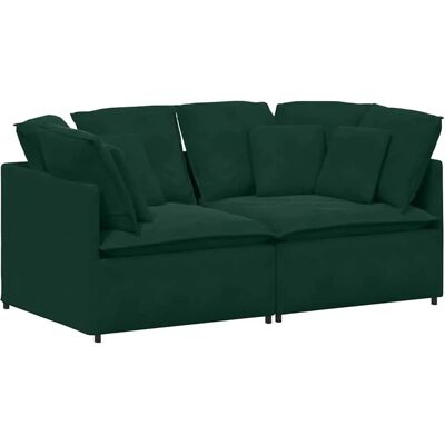 vidaXL Modulares Sofa mit Kissen Samt Dunkelgrün - Couch vidaXL Modulares Sofa mit Kissen Samt Dunkelgrün - Couch