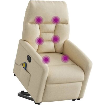 vidaXL Elektrischer Massagesessel mit Aufstehhilfe Creme Stoff 3303070 vidaXL Elektrischer Massagesessel mit Aufstehhilfe Creme Stoff 3303070