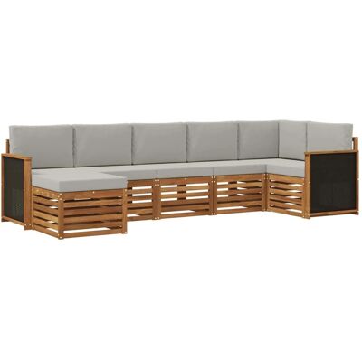 vidaXL Ecksofa Set mit Kissen 6 Stk Natur und Hellgrau 3384612 vidaXL Ecksofa Set mit Kissen 6 Stk Natur und Hellgrau 3384612