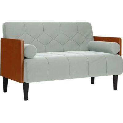 vidaXL 110 cm Samt Loveseat Grau - Sofa vidaXL 110 cm Samt Loveseat Grau - Sofa