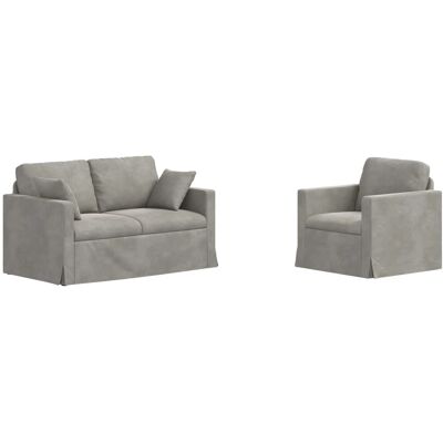 vidaXL Sofa Set 2-Tlg Hellgrau 138 x 78 x 80 cm Samt 3407507 vidaXL Sofa Set 2-Tlg Hellgrau 138 x 78 x 80 cm Samt 3407507