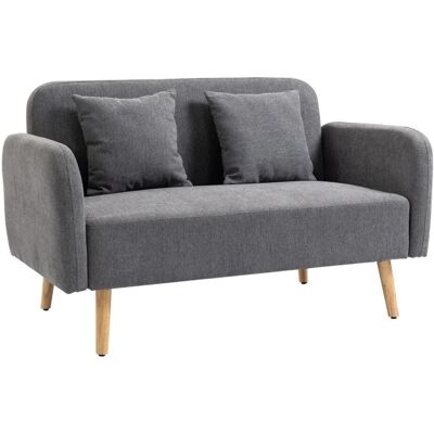 HOMCOM - Doppelsofa - Grau+Natur - 130x70x80 cm - Sofa HOMCOM - Doppelsofa - Grau+Natur - 130x70x80 cm - Sofa