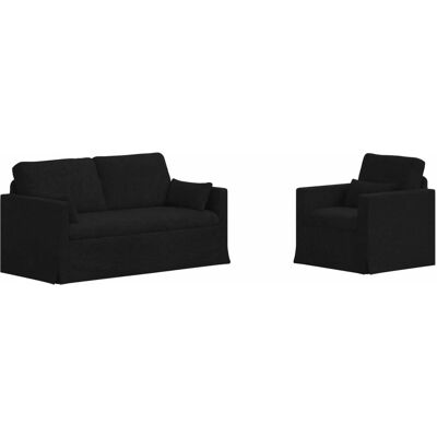 vidaXL Sofa 2-Tlg Schwarz 158 x 78 x 80 cm Stoff 3407539 vidaXL Sofa 2-Tlg Schwarz 158 x 78 x 80 cm Stoff 3407539