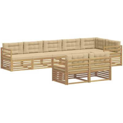 vidaXL Outdoor-Sofagarnitur mit Kissen 8 Stk Weiß und Beige Polyester 3390668 vidaXL Outdoor-Sofagarnitur mit Kissen 8 Stk Weiß und Beige Polyester 3390668
