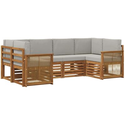 vidaXL Ecksofa Set mit Kissen 5 Stk Natur und Hellgrau 3384777 vidaXL Ecksofa Set mit Kissen 5 Stk Natur und Hellgrau 3384777
