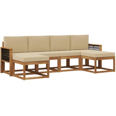 vidaXL Outdoor-Sofagarnitur mit Kissen 6 Stk Natur und Beige Polyester 3385434 vidaXL Outdoor-Sofagarnitur mit Kissen 6 Stk Natur und Beige Polyester 3385434