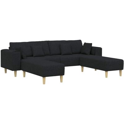 vidaXL Sofa mit Kissen 3-Tlg Schwarz Stoff 3335164 vidaXL Sofa mit Kissen 3-Tlg Schwarz Stoff 3335164