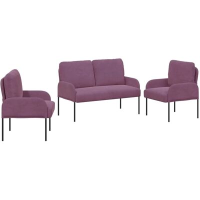 vidaXL Sofagarnituren mit Kissen 3 Stk Lila 115 x 56 x 80 cm Sperrholz 3406224 vidaXL Sofagarnituren mit Kissen 3 Stk Lila 115 x 56 x 80 cm Sperrholz 3406224
