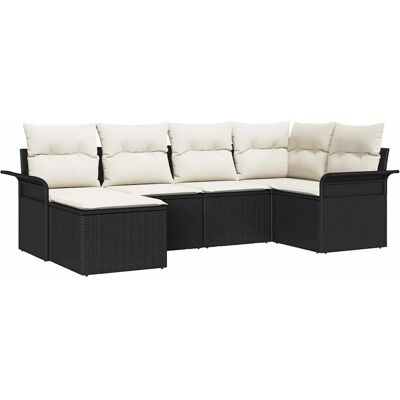 vidaXL Garten-Sofa-Set mit Kissen 6-Tlg Schwarz Poly Rattan 3354096 vidaXL Garten-Sofa-Set mit Kissen 6-Tlg Schwarz Poly Rattan 3354096