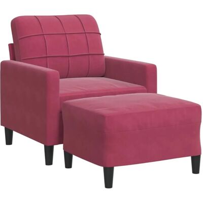 Vidaxl Sessel mit Hocker - Samt Rot 60cm Vidaxl Sessel mit Hocker - Samt Rot 60cm