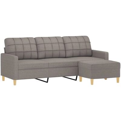 vidaXL 3-Sitzer Sofa mit Fußhocker - Grau Taupe - Sofa vidaXL 3-Sitzer Sofa mit Fußhocker - Grau Taupe - Sofa