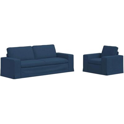 vidaXL Sofa 2-Tlg Blau 182 x 80 x 82 cm Stoff 3407594 vidaXL Sofa 2-Tlg Blau 182 x 80 x 82 cm Stoff 3407594