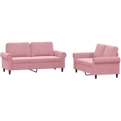 vidaXL 2-Tlg Sofagarnitur mit Kissen Rosa Samt 3202213 vidaXL 2-Tlg Sofagarnitur mit Kissen Rosa Samt 3202213