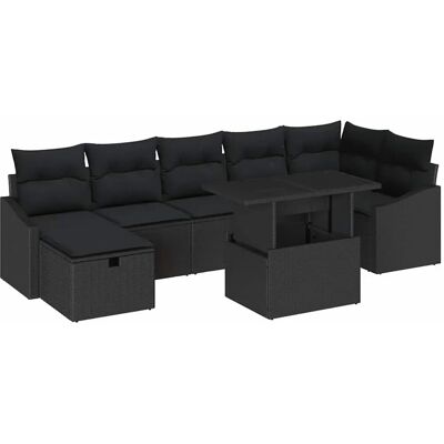 Generic - 8-teiliges Schwarzes Poly-Rattan Outdoor-Gartenmöbel-Set Generic - 8-teiliges Schwarzes Poly-Rattan Outdoor-Gartenmöbel-Set
