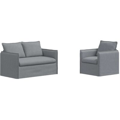 vidaXL Sofa 2-Tlg Hellgrau 136 x 82 x 85 cm Stoff 3407523 vidaXL Sofa 2-Tlg Hellgrau 136 x 82 x 85 cm Stoff 3407523