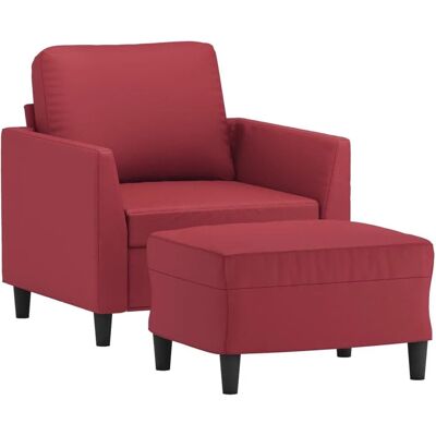 VIDAXL Sessel mit Hocker - Rotwein - Modern & Langlebiges Kunstleder VIDAXL Sessel mit Hocker - Rotwein - Modern & Langlebiges Kunstleder