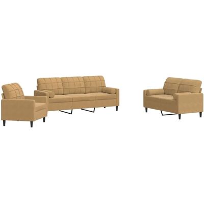 vidaXL 3-tlg. Sofagarnitur mit Kissen und Nackenrollen - Sofa Set vidaXL 3-tlg. Sofagarnitur mit Kissen und Nackenrollen - Sofa Set