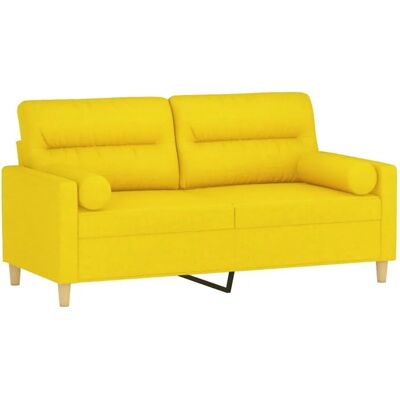 VidaXL 2-Sitzer Hellgelbes Stoffsofa mit Kissen - Sofa VidaXL 2-Sitzer Hellgelbes Stoffsofa mit Kissen - Sofa